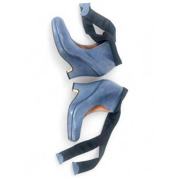Corso Como | 6.5 | Heels Boots Ankle Bow Dodie Wedge Show French Blue Leather - Picture 2 of 6